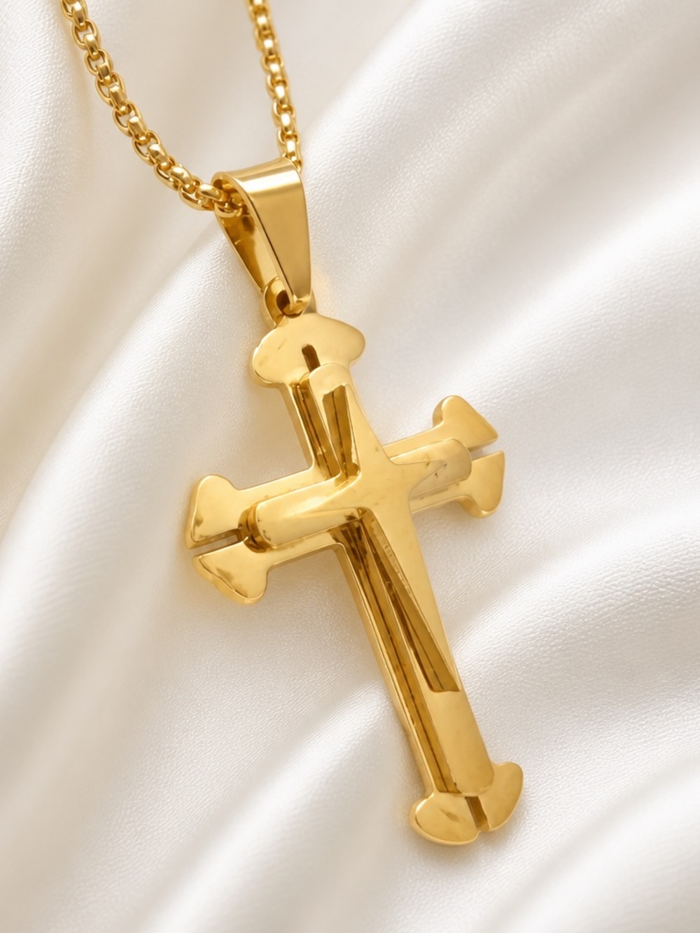 Men’s 22” Gold 316L Stainless Steel Cross Necklace